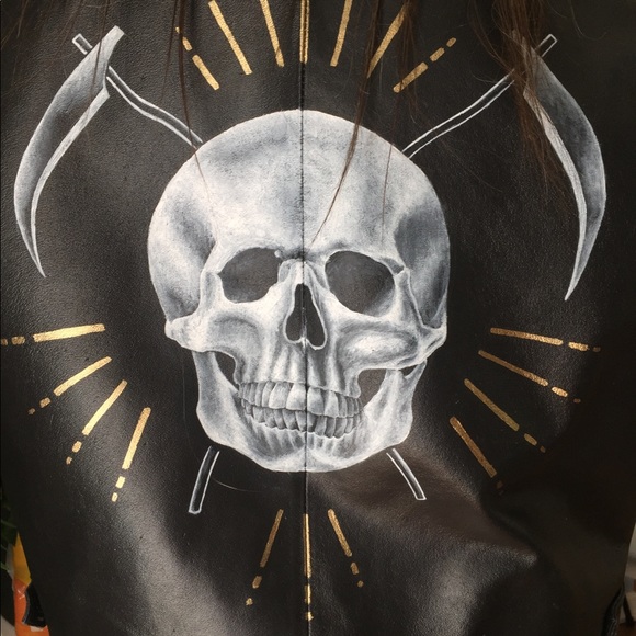 Hand Painted Vintage Leather Jacket - Picture 4 of 8